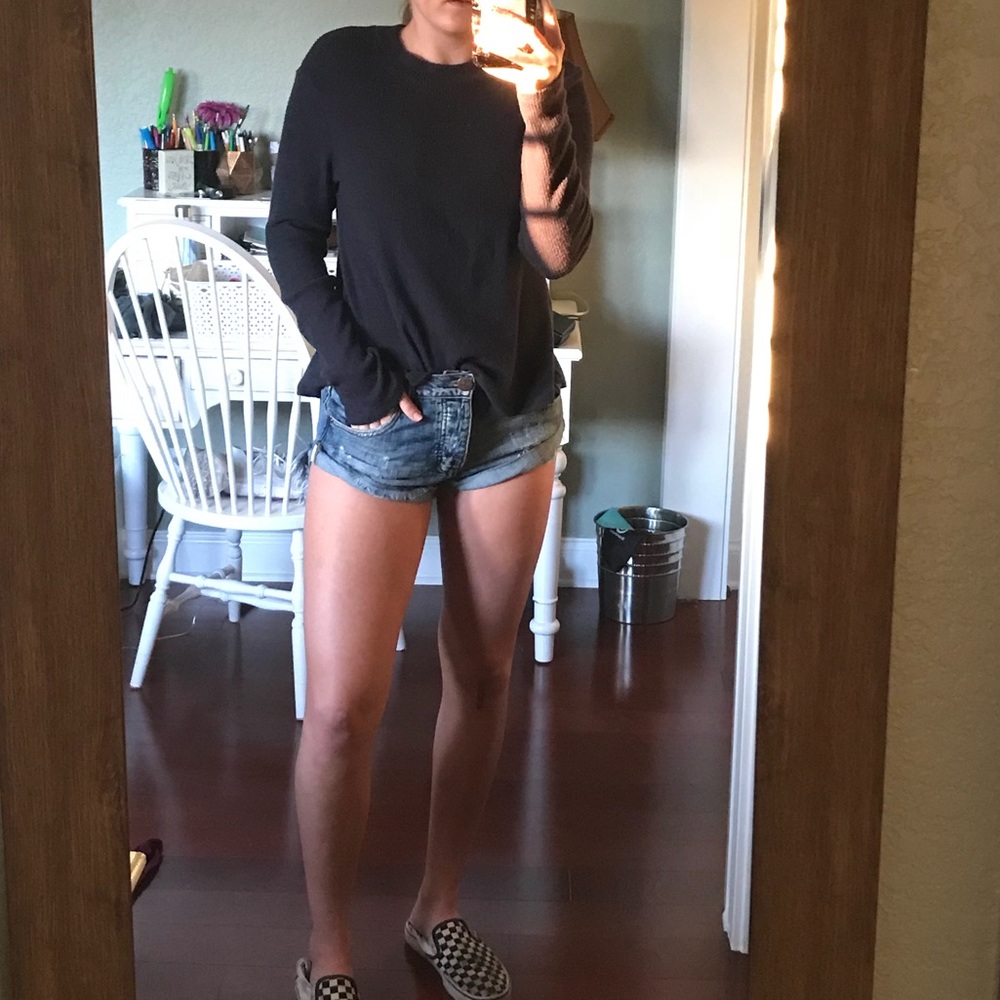 Navy Blue Sweater with Laced-Up Back